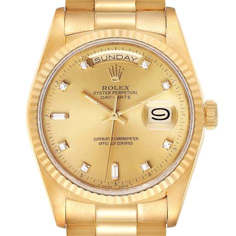 36mm rolex day-date presidential reference 18238 in 18k yellow gold